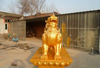 庭院貔貅雕塑，鍍金歐式雕塑，網(wǎng)格形式