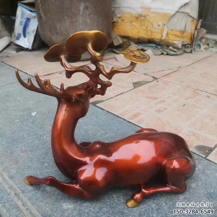 景區馴鹿雕塑，鍍金歐式雕塑，鐵藝材質