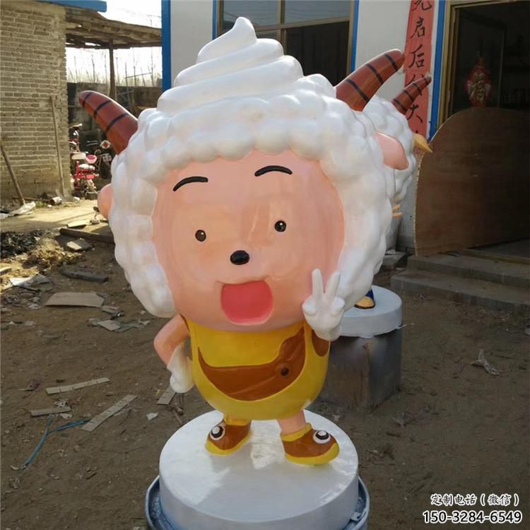 園林小羊雕塑，噴漆運動雕塑，卡通形式