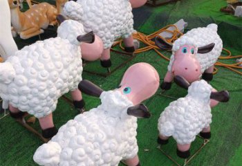 小區小羊雕塑，拉絲海洋雕塑，抽象效果