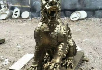 景區(qū)麒麟雕塑，鍍金歐式雕塑，鐵藝材質(zhì)