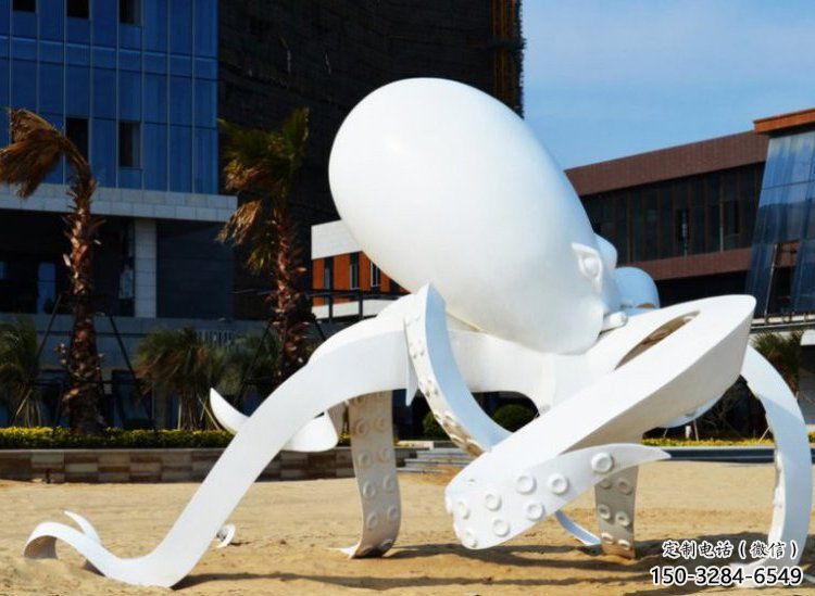 公園烏賊雕塑，噴砂發(fā)光雕塑，鑄銅工藝