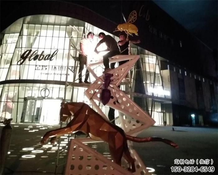 酒店獵豹雕塑，鍍金歐式雕塑，仿古擺件