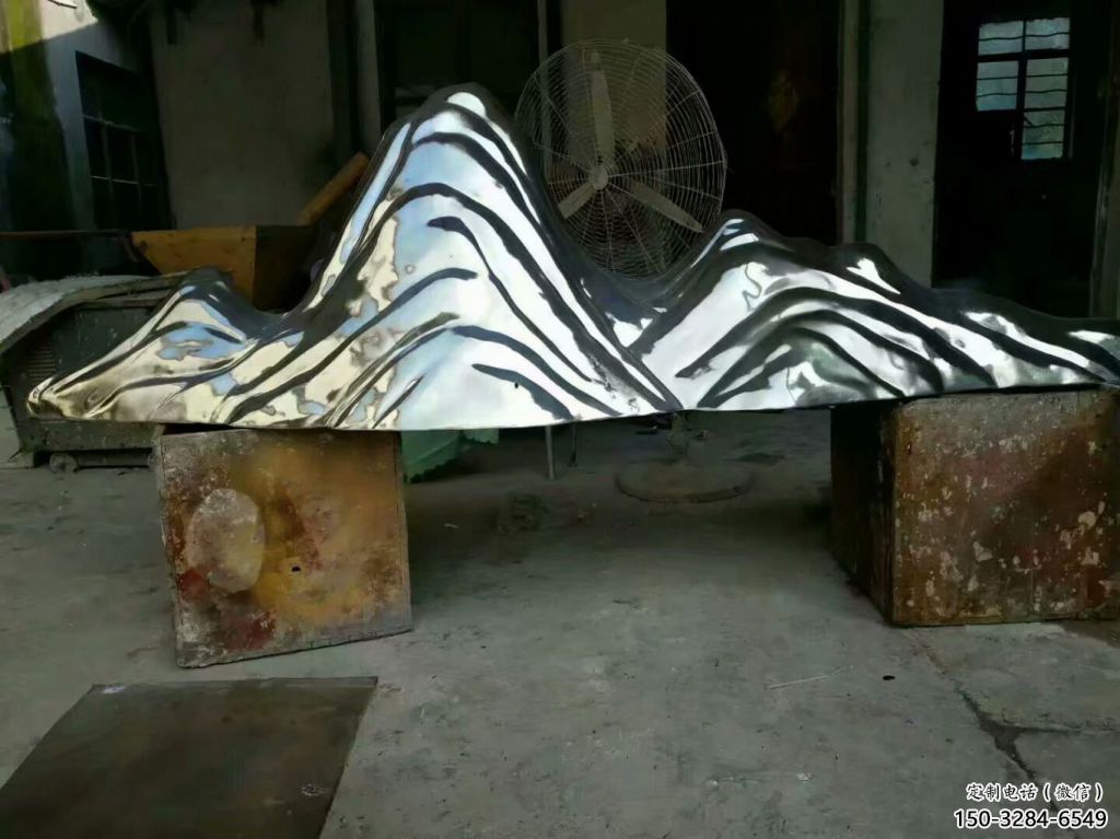 小區假山雕塑，拉絲景觀雕塑，抽象效果