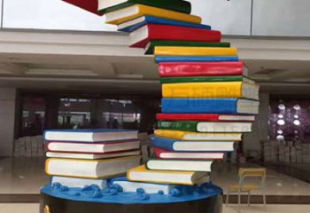 室內書籍雕塑，拉絲景觀雕塑，抽象效果