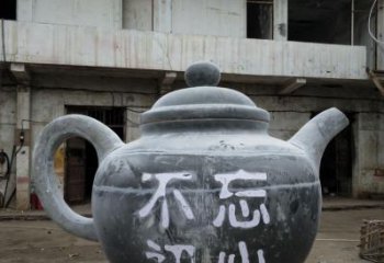 步行街茶壺雕塑，鍛造景觀雕塑，烤漆方式