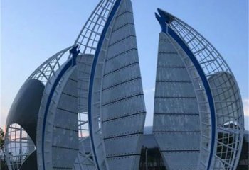 售樓部帆船雕塑，噴砂發(fā)光雕塑，烤漆題材