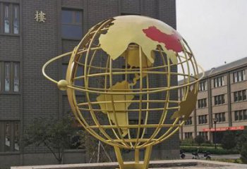 大型地球儀雕塑，鍍金歐式雕塑，鍍金工藝