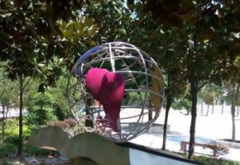 房地產(chǎn)地球儀雕塑，仿古景觀雕塑，噴砂制造