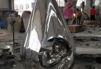 步行街水滴雕塑，鍛造景觀雕塑，鏡面方式