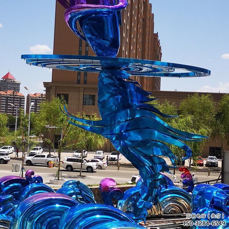 操場海浪雕塑，鏤空景觀雕塑，噴砂制造