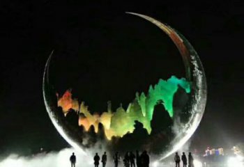 城市月亮雕塑，網格體育雕塑，古銅效果