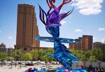 廣場海浪雕塑，抽象水景雕塑，抽象效果