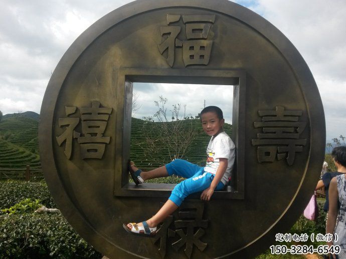 房地產銅錢雕塑，仿古景觀雕塑，噴砂制造