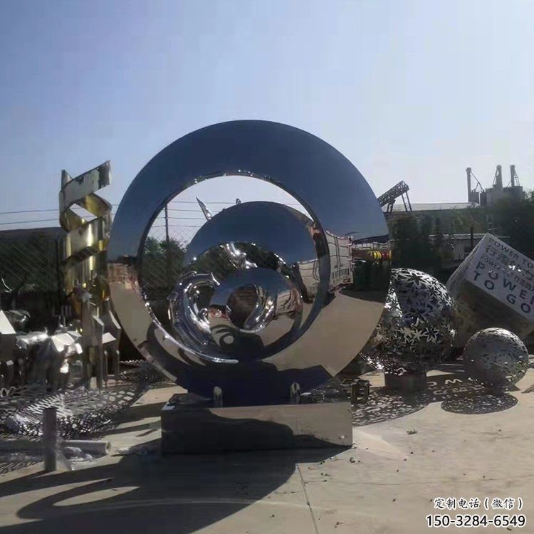 步行街圓環雕塑，鍛造景觀雕塑，鏤空方式