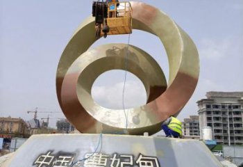 大型圓環雕塑，鍍銅景觀雕塑，鏡面工藝