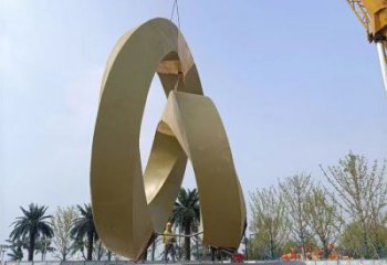 室內圓環雕塑，拉絲景觀雕塑，抽象效果