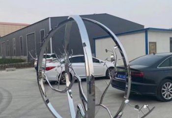 城市圓環雕塑，網格景觀雕塑，拋光效果