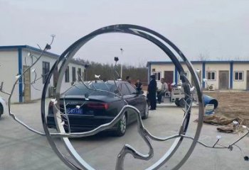圓環(huán)雕塑，鏤空景觀雕塑，抽象效果