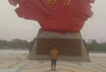 景區旗幟雕塑，戶外革命雕塑，鐵藝材質