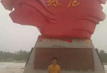 旗幟雕塑，革命黨建雕塑，革命擺件