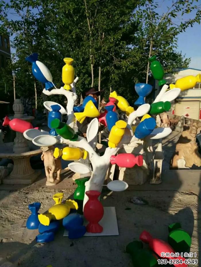 美陳棒棒糖雕塑 異形噴水小品 酒店雕塑