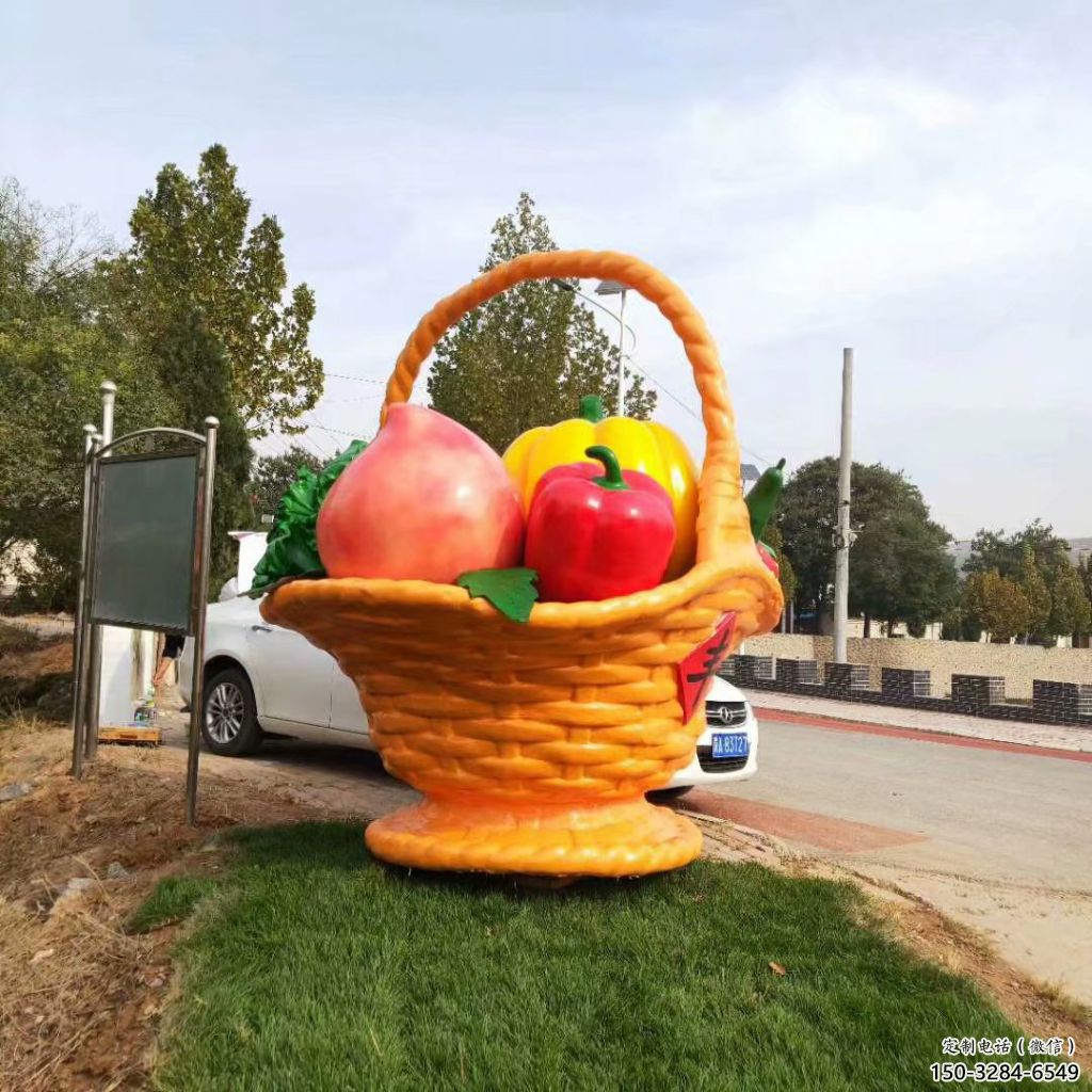 街頭果籃雕塑 大型別墅區(qū)擺件 鋼管雕塑