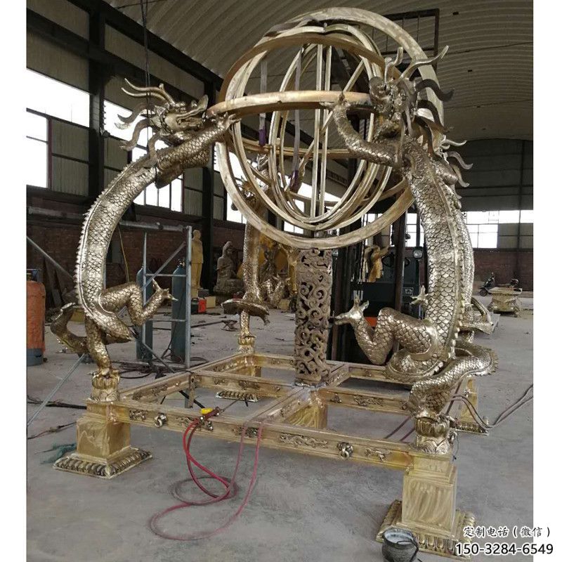 城市地動(dòng)儀雕塑，網(wǎng)格體育雕塑，古銅效果