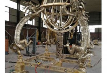 城市地動(dòng)儀雕塑，網(wǎng)格體育雕塑，古銅效果