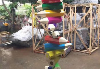 博物館鉛筆雕塑 電鍍現代小品 公園雕塑