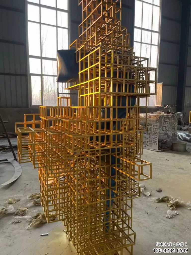 別墅區積木雕塑 大型別墅區擺件 剪影雕塑