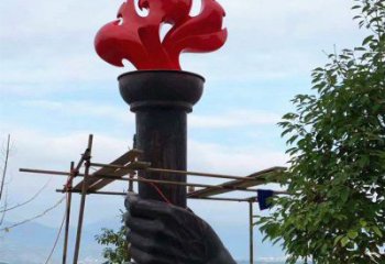 大門口火焰雕塑 發(fā)光公園小品 仿真雕塑