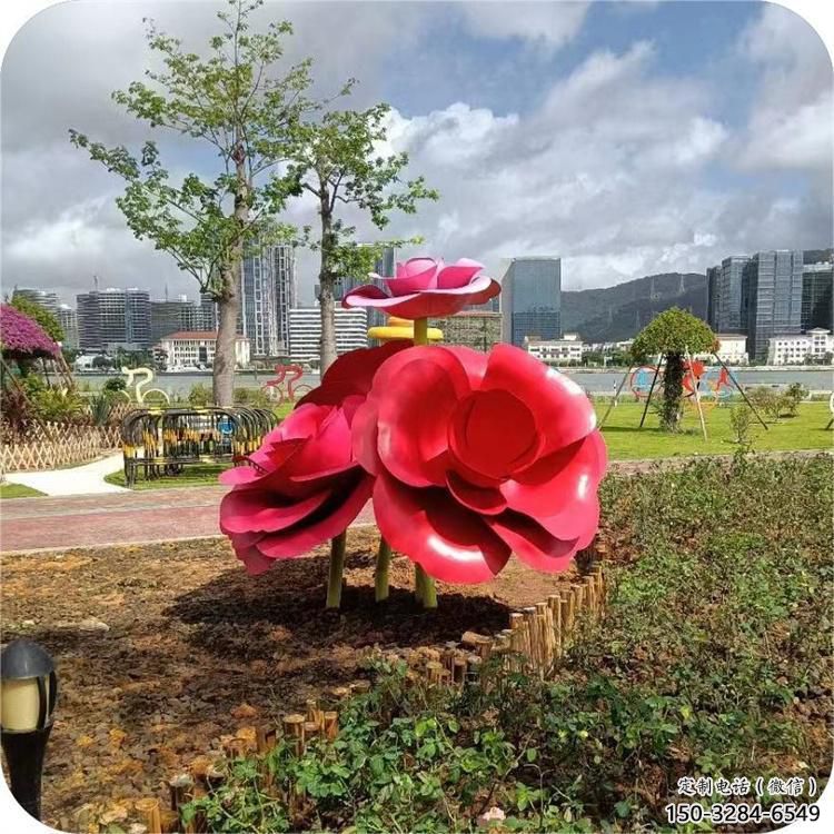 大門口玫瑰雕塑 發(fā)光公園花朵雕塑 仿真雕塑
