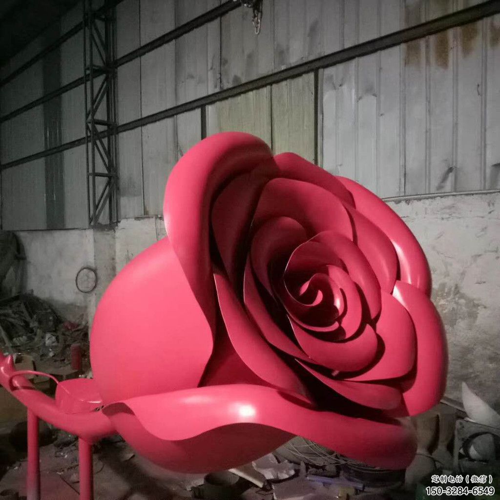 大型玫瑰雕塑 歐式步行街擺件 彩繪雕塑