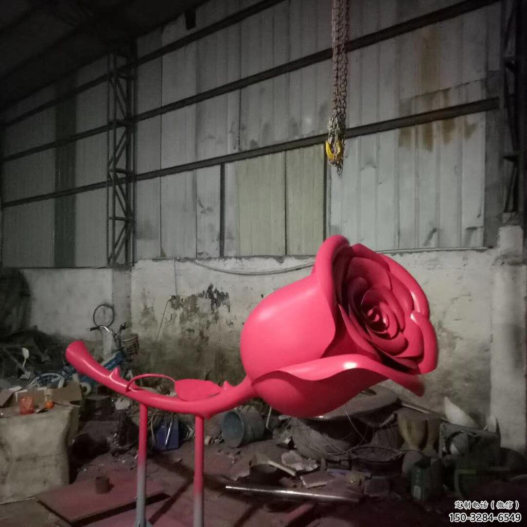 商業街玫瑰雕塑 烤漆擺件 彩繪雕塑