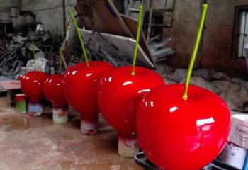 彩繪櫻桃雕塑 懸空餐飲店擺件 街頭雕塑