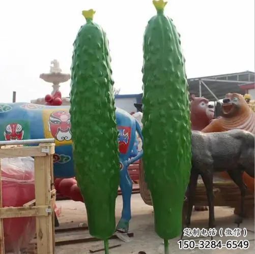 田間黃瓜雕塑 彩繪仿真雕塑 園林擺件
