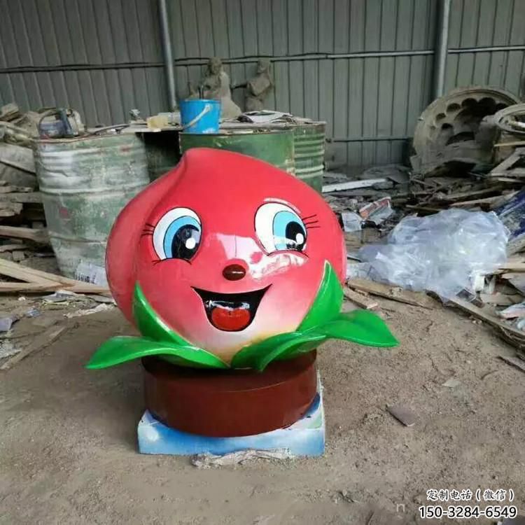 戶外水蜜桃雕塑 噴漆果蔬雕塑 燈光水果雕塑