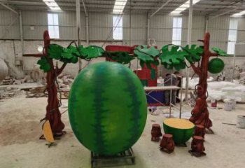 廣場西瓜雕塑 公園仿真雕塑 抽象擺件