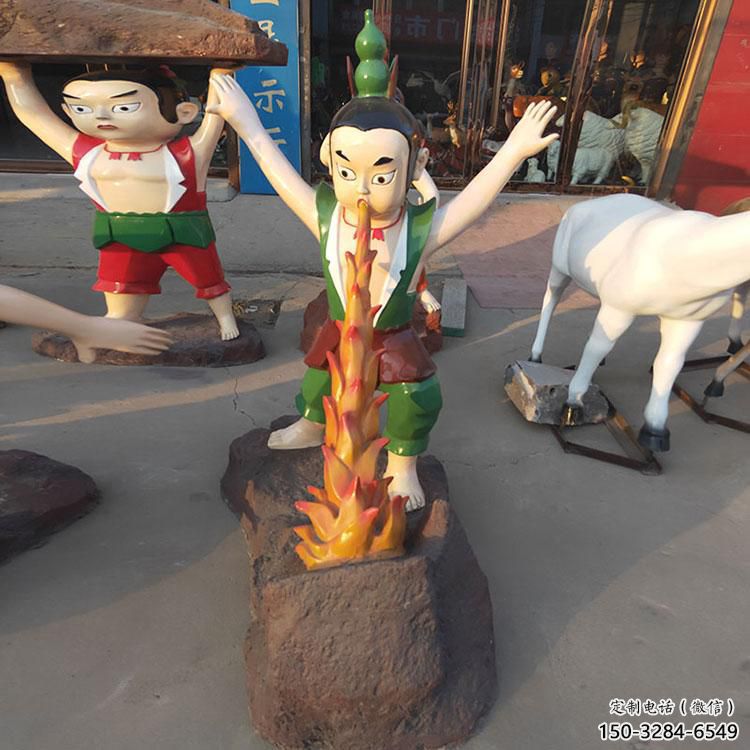 仿古葫蘆娃雕塑廠家 庭院彩繪雕塑 田間小品