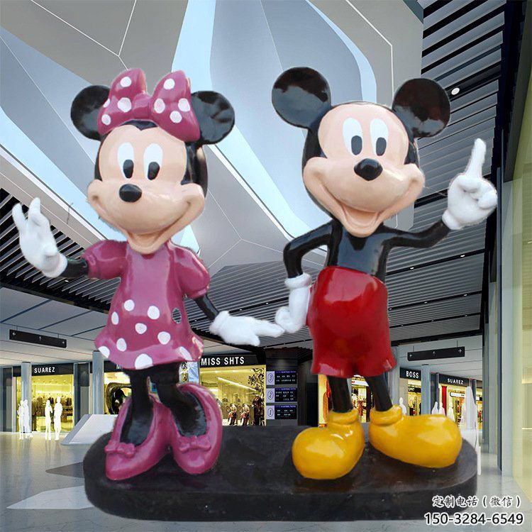 啞光唐老鴨雕塑 拉絲卡通雕塑 步行街動漫雕塑