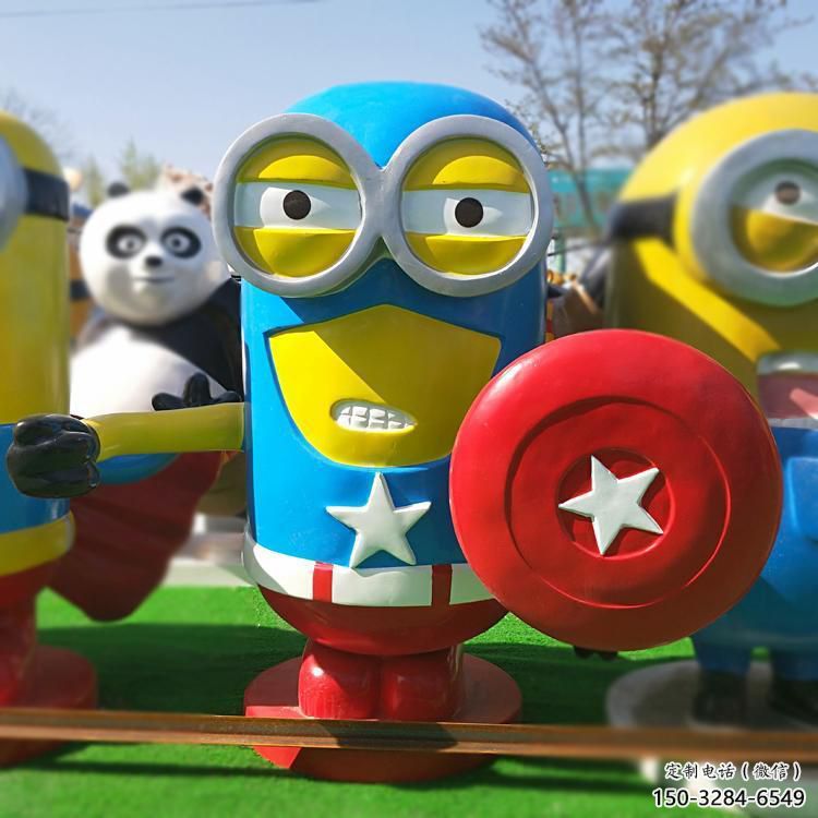 園林小黃人雕塑 大型卡通雕塑 中式動漫雕塑