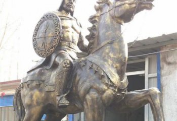 商業(yè)街武士雕塑 烤漆古代雕塑 彩繪人物雕塑