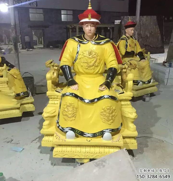 烤漆皇帝雕塑 鑄銅古代雕塑 室內(nèi)雕塑