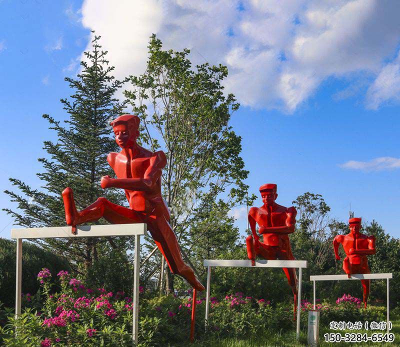 室內(nèi)跨欄雕塑 仿真景觀體育雕塑 大型運(yùn)動(dòng)員雕塑