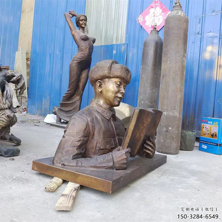 部隊(duì)雷鋒雕塑 景觀美陳古代雕塑 噴漆英雄雕塑