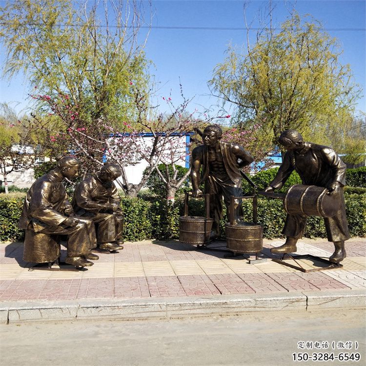 景觀茶道雕塑 彩繪制茶雕塑 商業街民俗雕塑