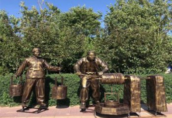 美陳茶道雕塑 戶外民俗雕塑 酒店制茶雕塑