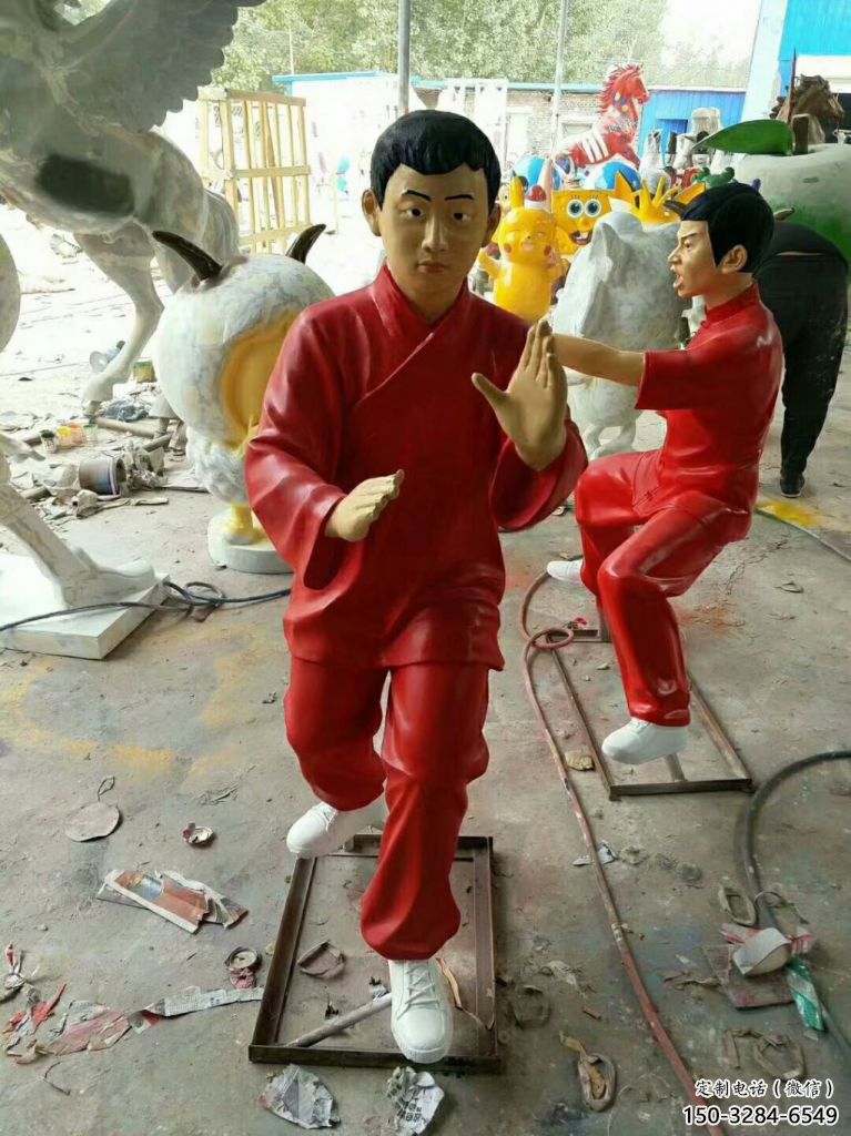 景觀武術(shù)雕塑 仿真練拳雕塑 功夫雕塑