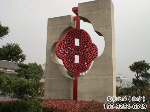 園林中國結雕塑廠家，烤漆工藝制作，民俗文化標識